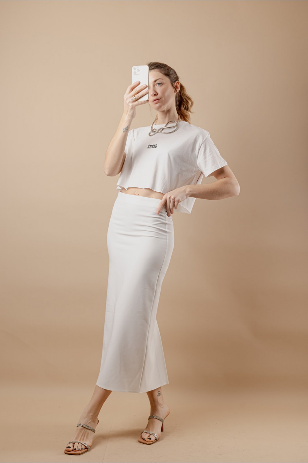 MIDI WHITE SKIRT MIDI WHITE SKIRT
