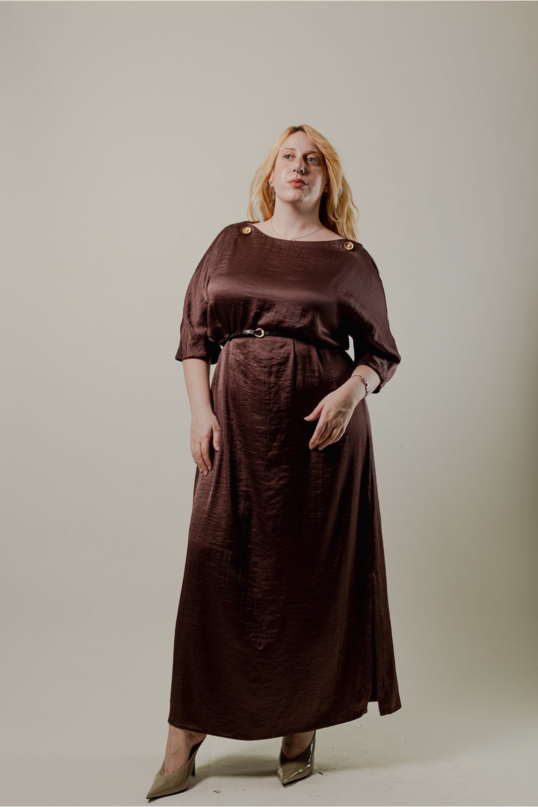 COFFEE SATIN DRESS